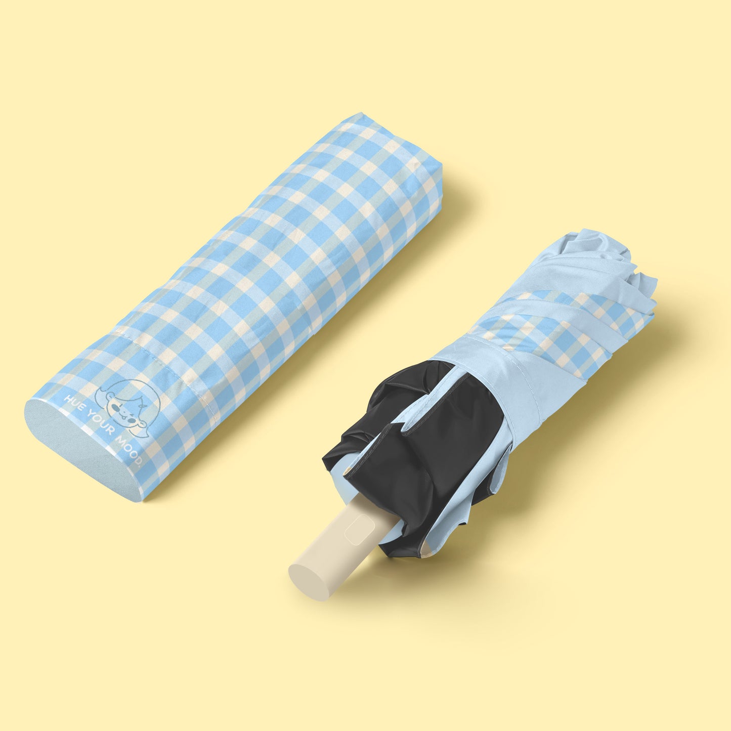 Yellow and Blue Umbrella with Eco-Friendly Reusable Pouch