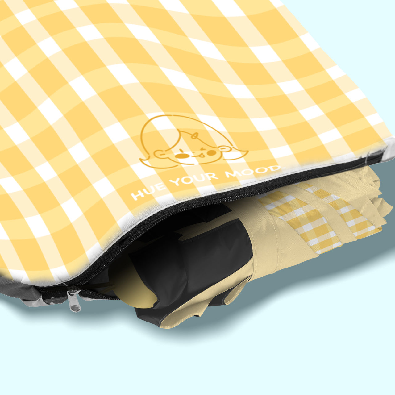 Yellow and Blue Umbrella with Eco-Friendly Reusable Pouch