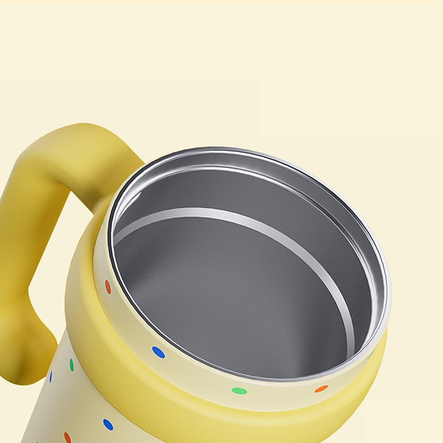 Colorful Dots travel mug with portable Handle and straw