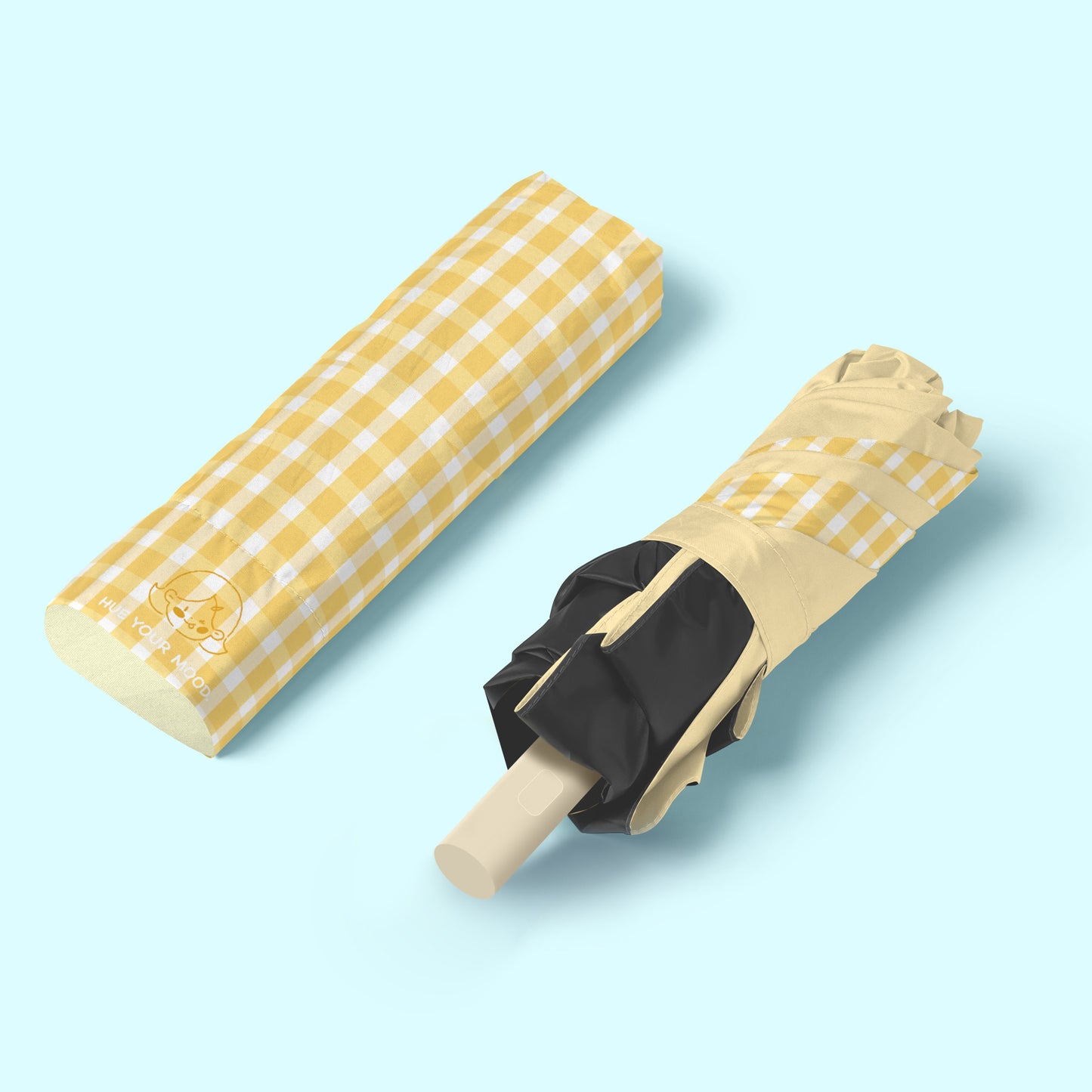 Yellow and Blue Umbrella with Eco-Friendly Reusable Pouch